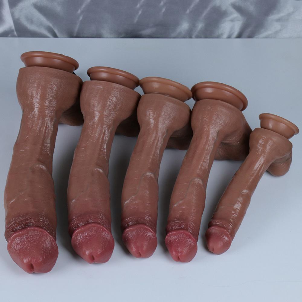 Realistic Liquid Silicone Dildo, Soft Skin Feel Penis Toy, 5 Sizes Available, Flexible Adult Toy for Beginners & Couples, Non-Electric Battery Free