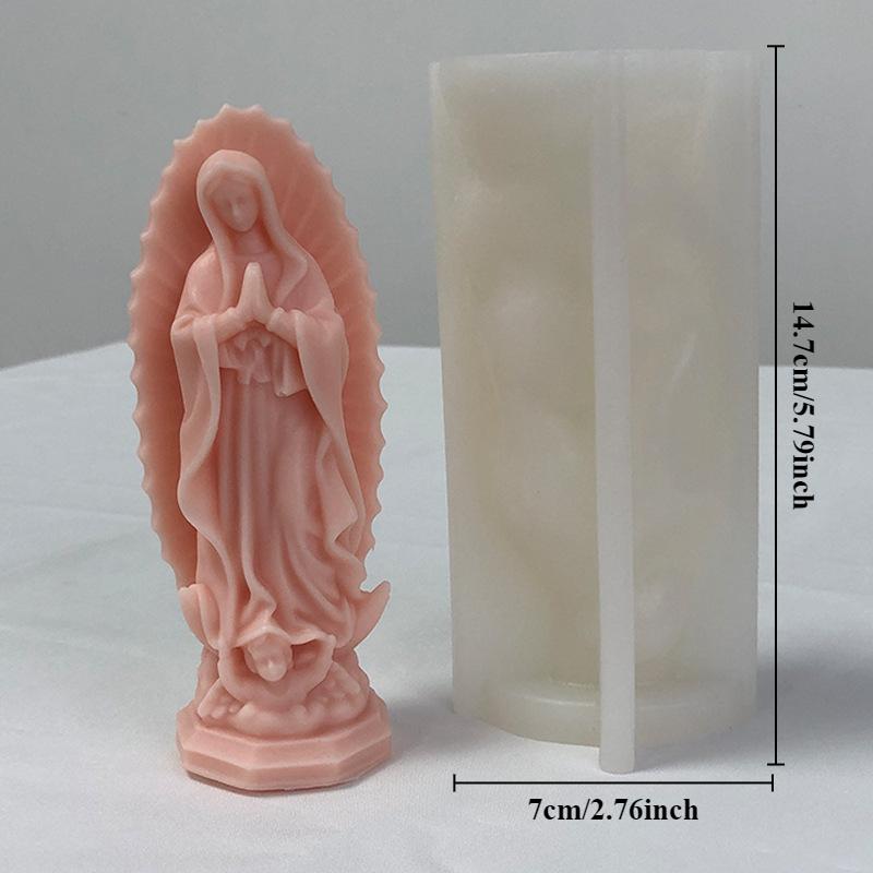 Prayer Madonna Portrait Silicone Candle Molds 3D Virgin Mary Statue Resin Plaster Cement Casting DIY Handmade Soap Crafts Mold