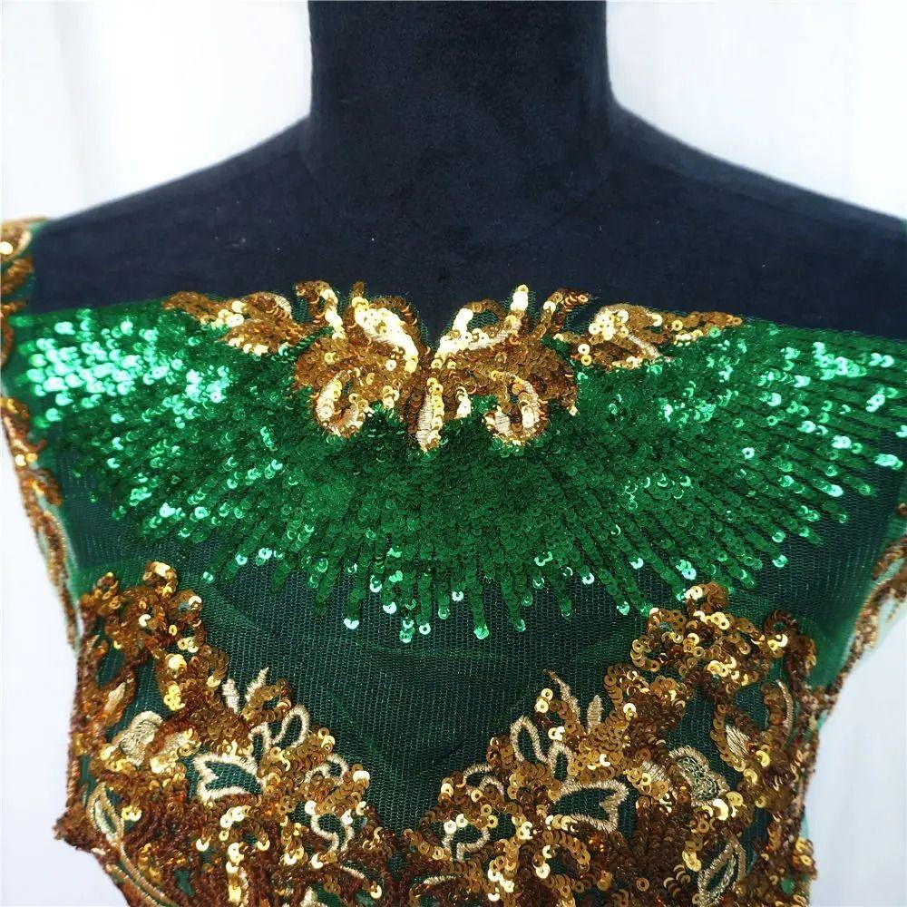 Appliques Large Flowers Gold Sequined Appliques Mesh Epaulette DIY Embroidery Lace Appliques Sequin Patches
