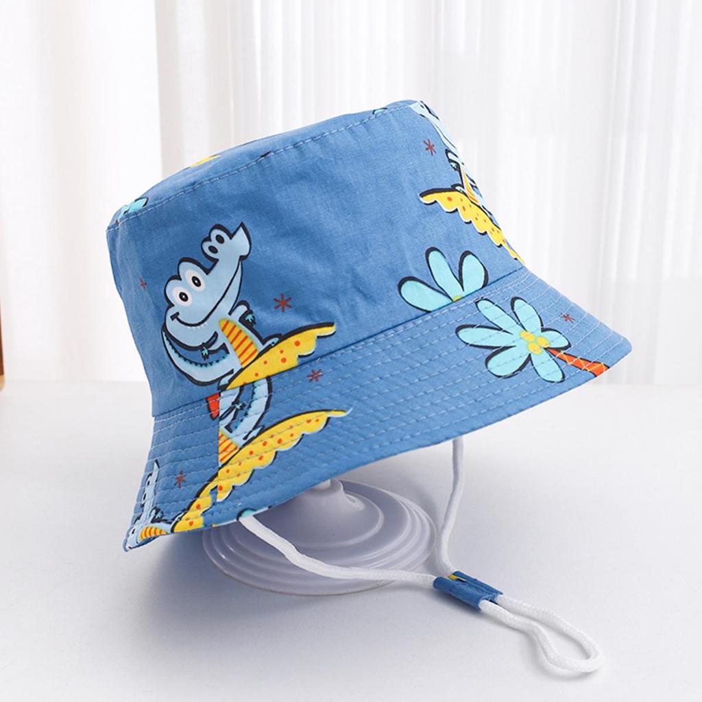 2025 Children's Cartoon Bucket Hat: Cute Car & Dinosaur Print, Summer Cotton Beach Fisherman Hat