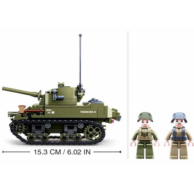 World War II Normandy Landing US Army M5 Stirling Tank Weapon Building Blocks Military Soldier Bricks Classic Model Kids Toys No BOX