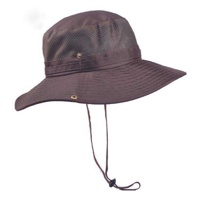 Fishing Outdoor Men Hiking Folding Solid Sun Protection Button Brim Hat Bucket