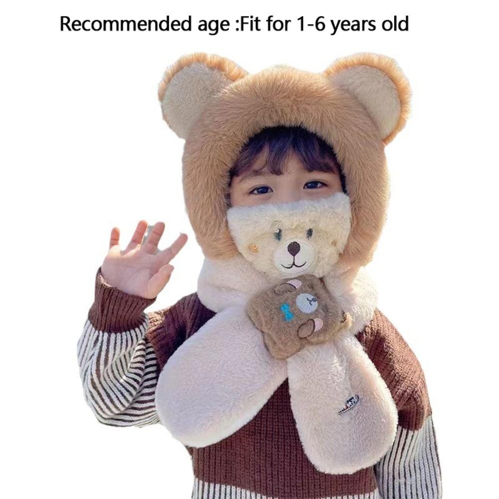 Winter Ear Protection Cap Cute Cartoon Warm Beanies Fashion Cross Neckerchief  for Children