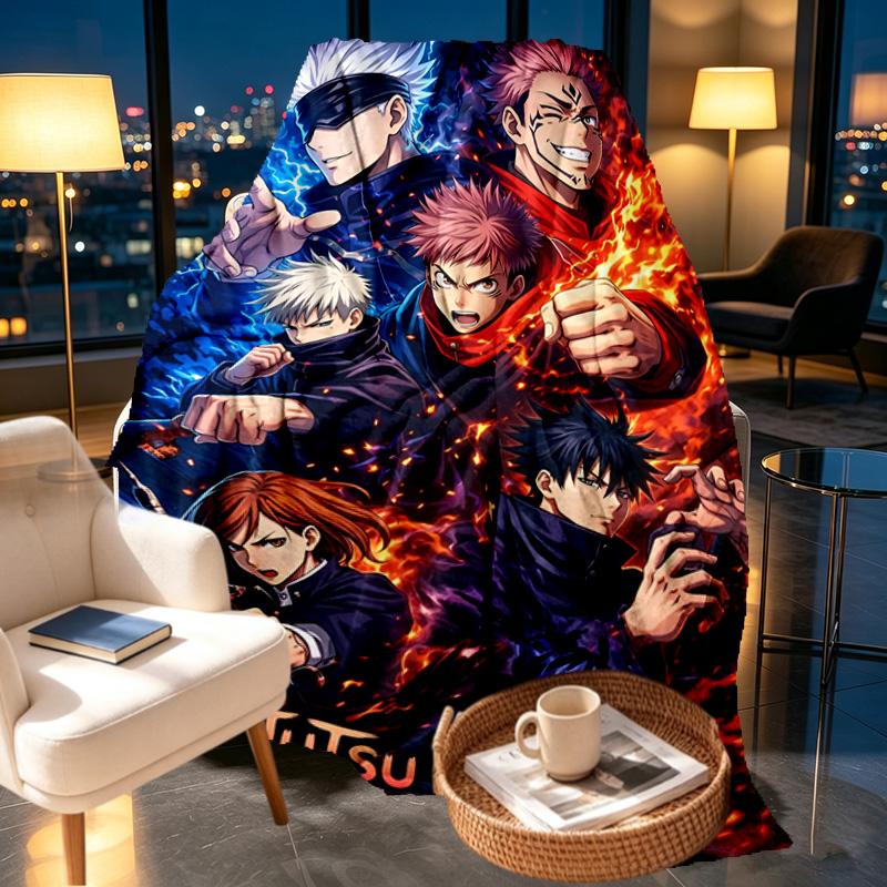 Jujutsu Kaisen Print Blanket - Soft & Comfortable, for Bedroom, Travel, Sofa, Home Decoration - Birthday Christmas Gift for Friend