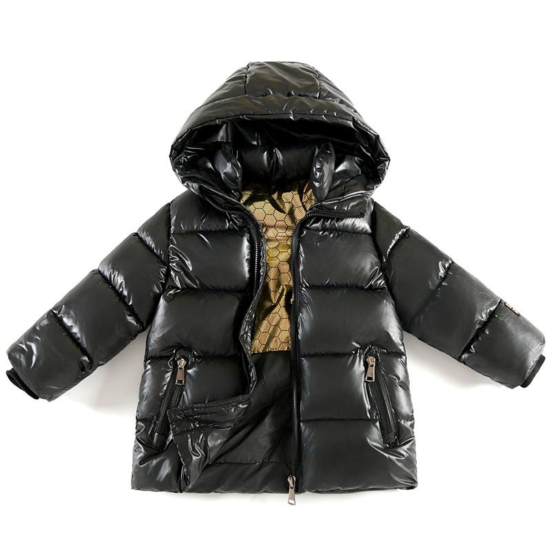 

Kids Boys Girls Black Gold Padded Jacket Winter Hooded Coat 2025 New Thicken Wash Free Outfit for Children 140 чорний