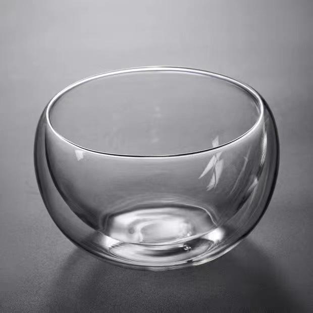Bol Transparent Double Couche en Verre Borosilicate pour Fruits, Yaourt, Pâtisserie et Salades