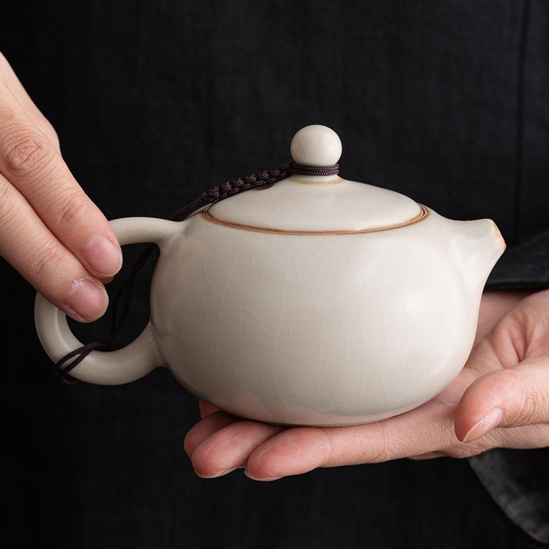 PINNY 170ML Ceramic Xishi Ru Kiln Teapot Traditional Crackle Process Tea Pot Retro Traditional Chinese Drinkware