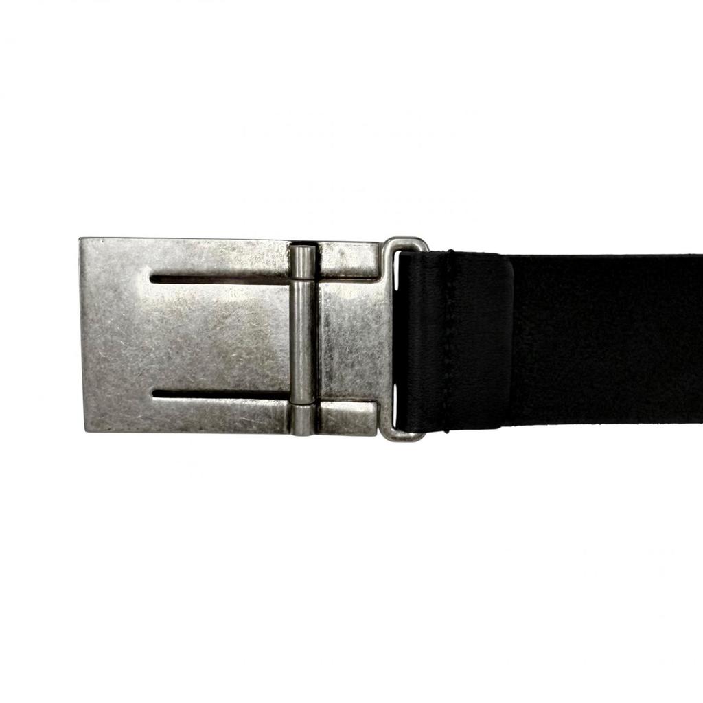Great GUCCI belt Logo buckle with dark marks finish Silver leather mens 835193 Used