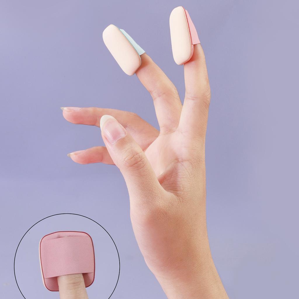 6 Pieces Mini Finger Powder Puff Sponges Face Cosmetic Accesories For Blending And Concealer Square Makeup Tool