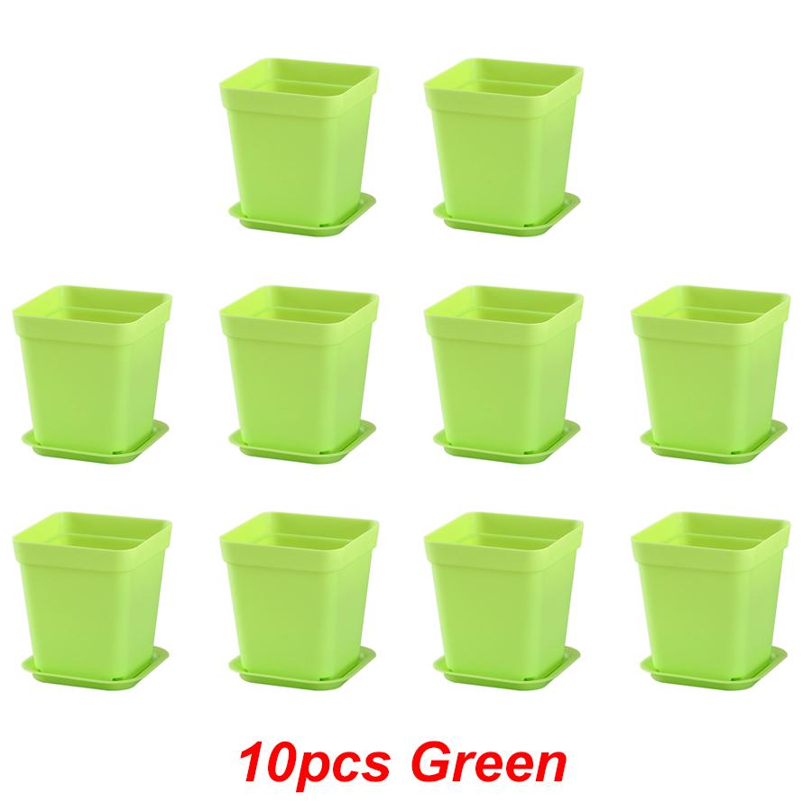 

10pcs 7x7cm Plastic Square Flower Pot with Cover Garden Balcony Office Desktop Flower Pot Plant Growing Container