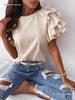 2026 Summer Fashion Women's Ruffle Short Sleeve Round Neck T-shirt, European and American Style