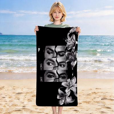 Floral Portrait Stylish Digital Printing Beach Towel Quick‑Drying Absorbent Blanket for Beach Pool Gym Travel C3145