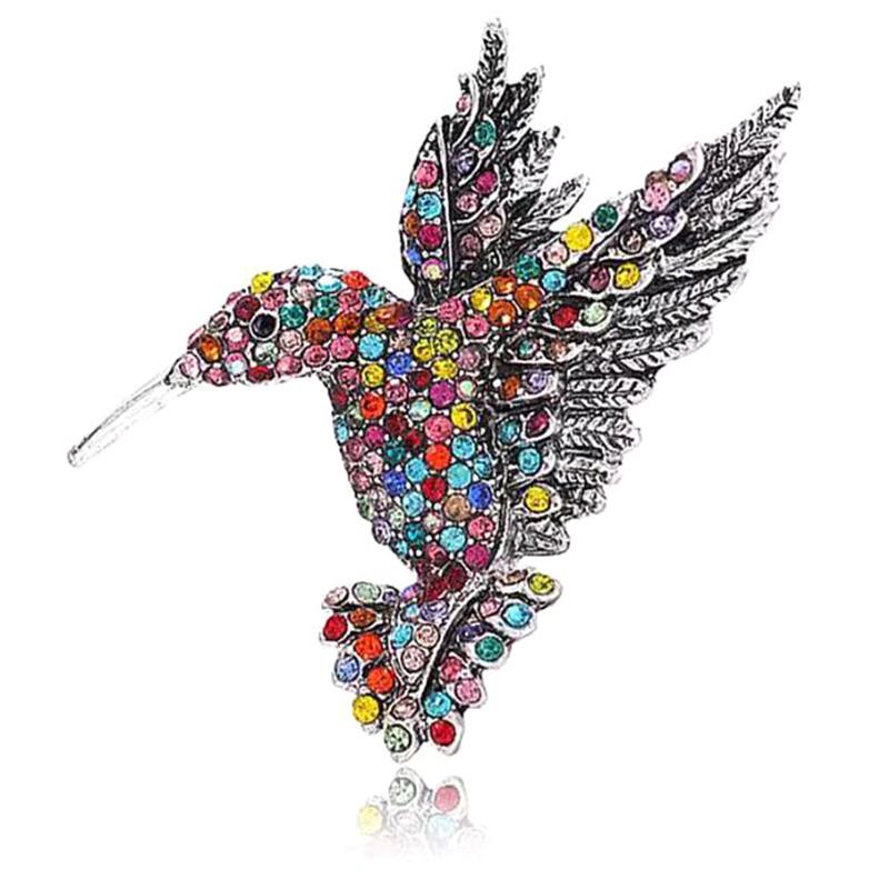 Persönlichkeit Bunte Strass-Kolibri-Broschen für Damen Tier-Anstecknadel Brosche Mode Party Kleidung Schmuck Zubehör