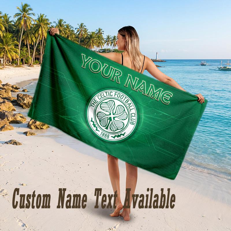 Celtic FC Design Beach Towel Custom Text Large Towel for Beach Vacation