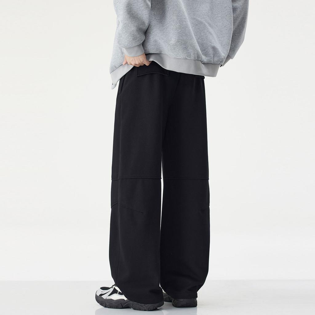American trendy brand versatile elastic waist scimitar design sweatpants men's trend loose wide-leg sports casual long pants
