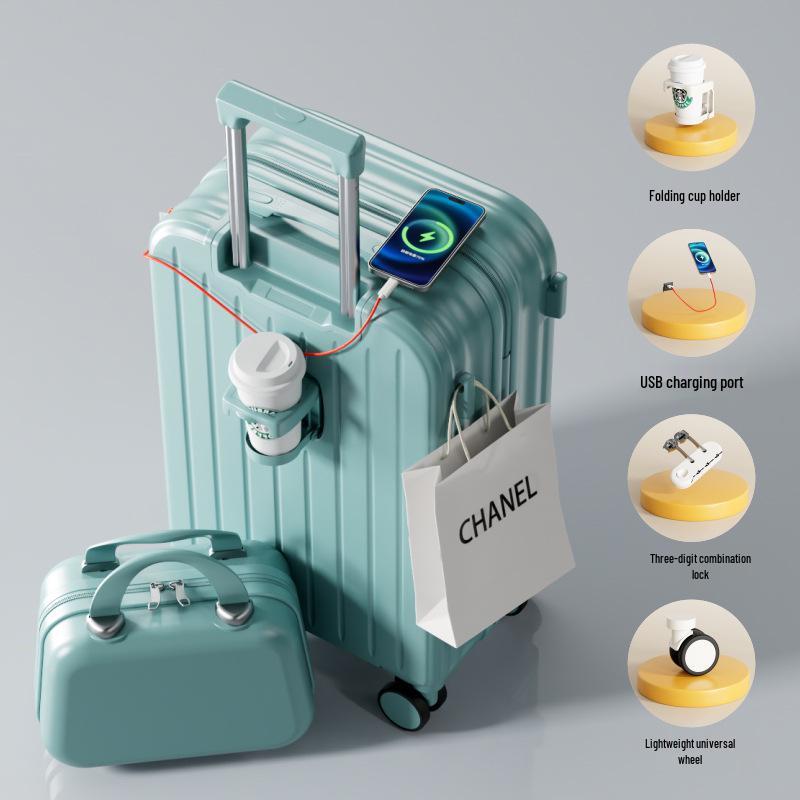 Durable 20-inch Women's & 24-inch Men's Trolley Suitcase: Stylish, Drop-Resistant Travel Luggage for Students