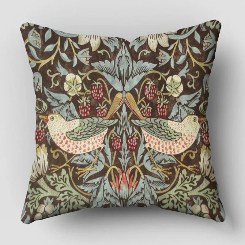 William Morris Pillow Cover Bedroom Home Office Decorative Pillowcase Square Zipper Pillow Cases Satin Fabric Eco-Friendly