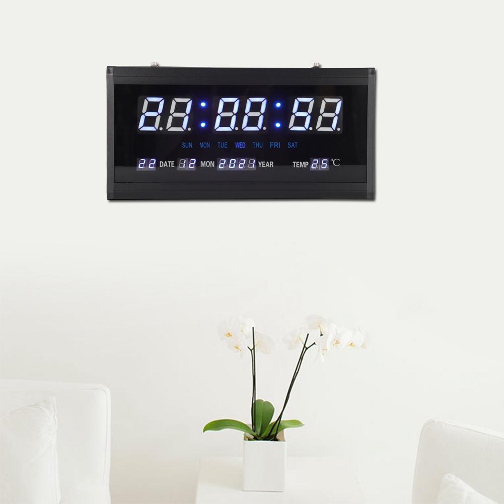 LED Digital Perpetual Calendar Hanging Clock Living Room Wall Clock
