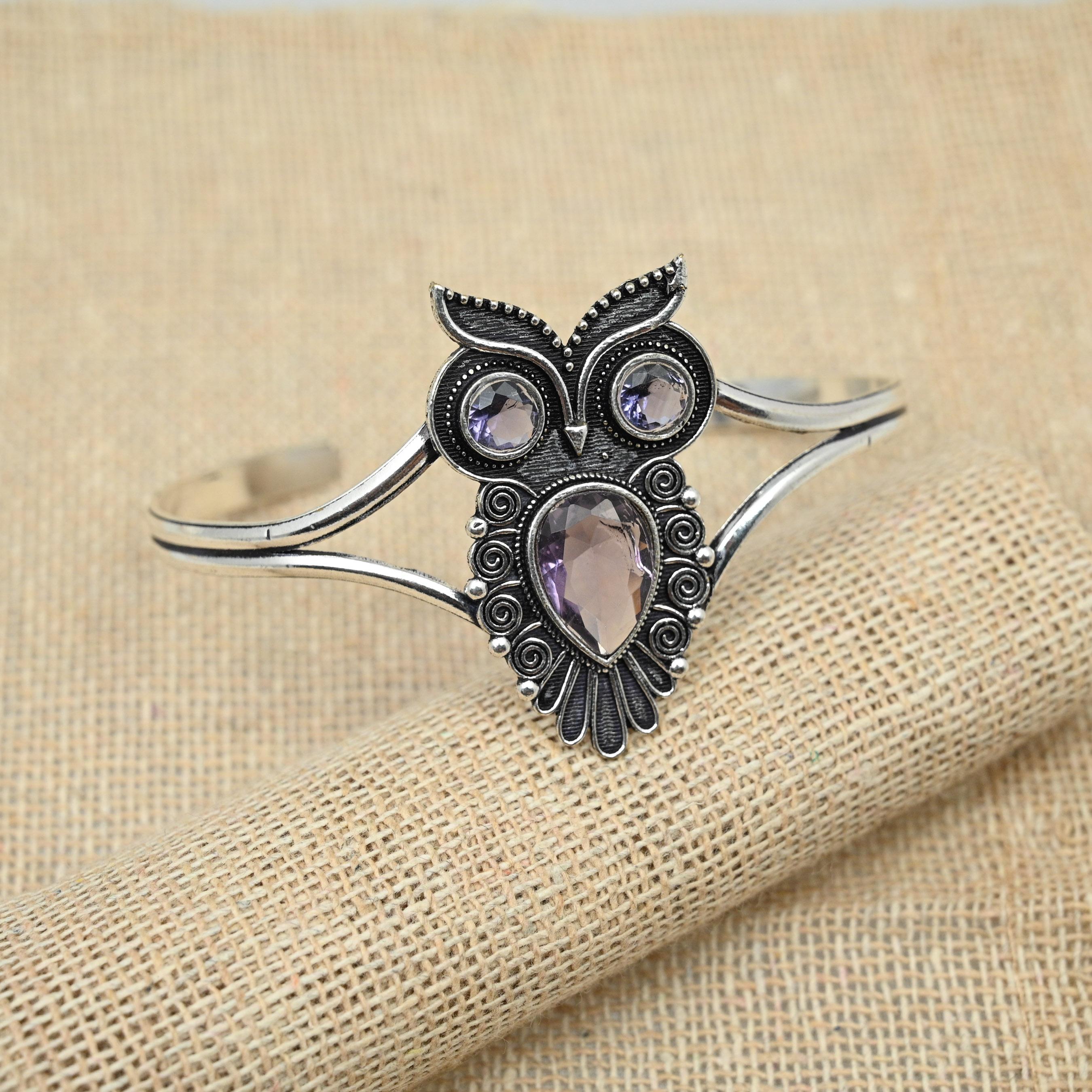 

Аметист Драгоценный камень Стерлинговое серебро 925 пробы Свадебный подарок Браслет Ювелирные изделия ручной работы Манжеты Регулируемые 8 Inches фиолетовый