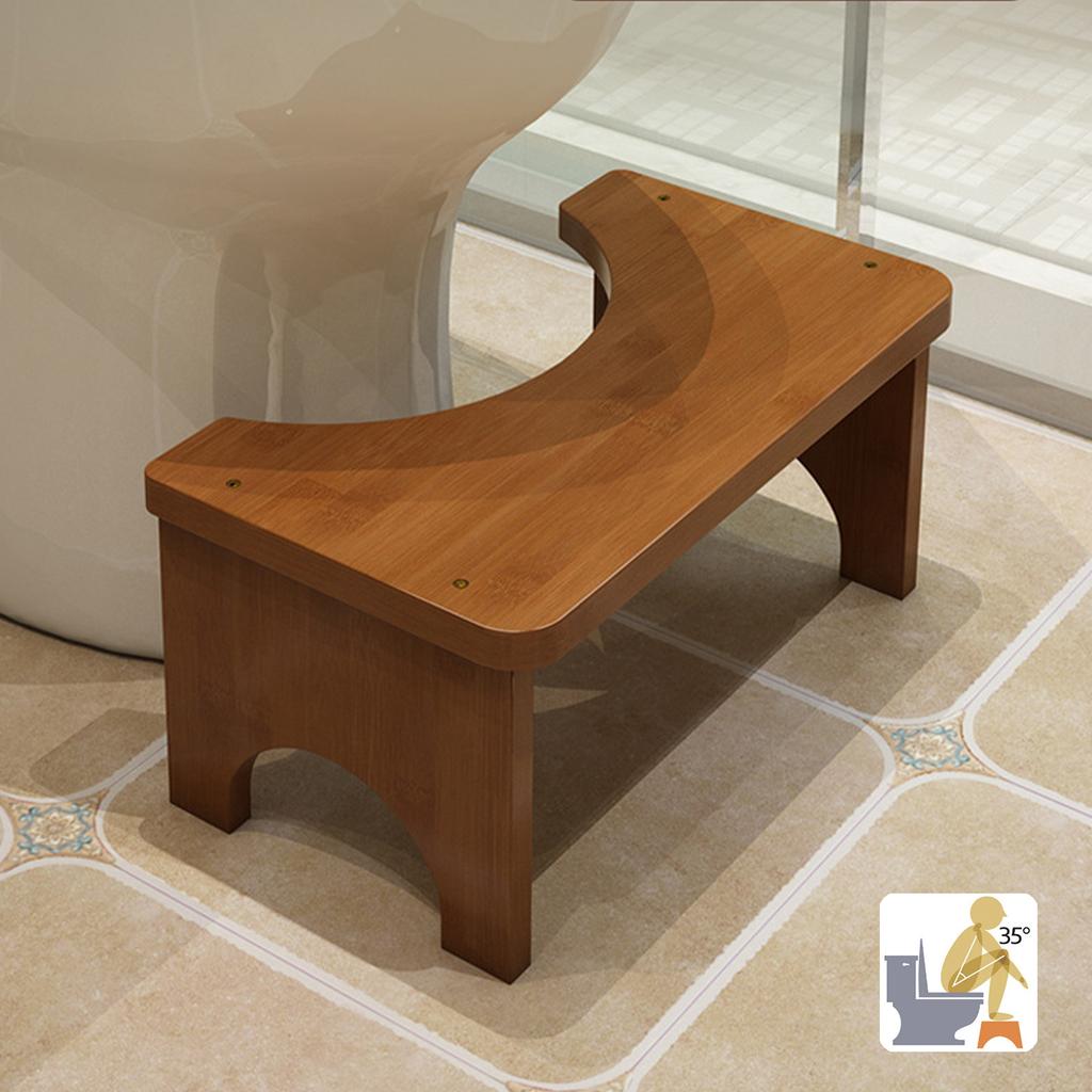 Ergonomic Bamboos Toilet Step Stool with Sturdy Base for Bathroom Safety and Comfortable Postures Support Daily Use