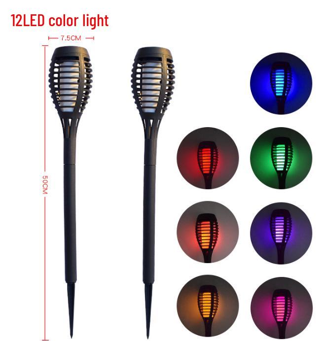 Solar Flame Torch Light - 12 LED Ground Stake for Courtyard Decoration (In Stock)