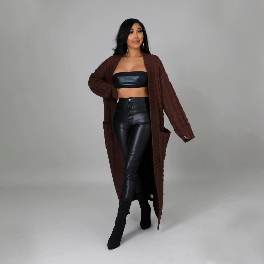 2024 Herbst/Winter Damenmode Cardigan - Langarm einfarbiger Pullover Mantel