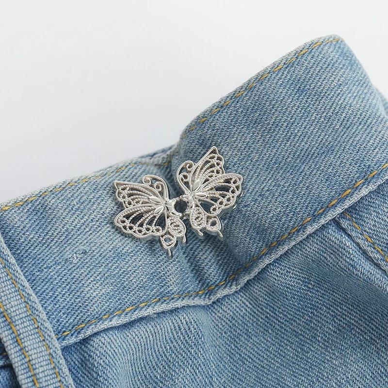 Adjustable Tightener Waist Buckle For Jeans No Sewing Required Butterfly Button Adjuster For Pants And Skirts Waist