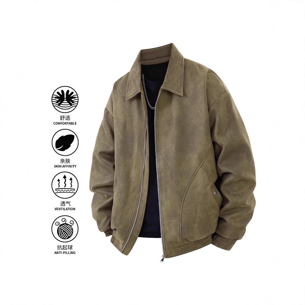 2025 autumn and winter new PU tooling retro leather jacket men's large size trendy jacket men's high-end sense ruffian handsome autumn and winter 