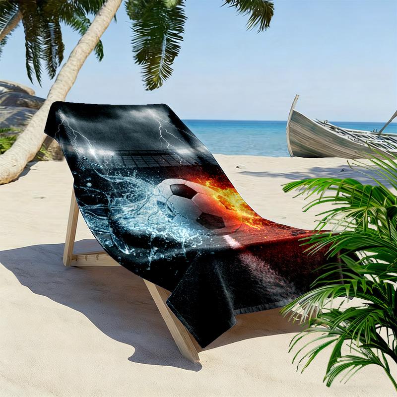 Soccer Art Print Beach Towel, Large Soft Quick Dry Towel for Beach Camping Swimming