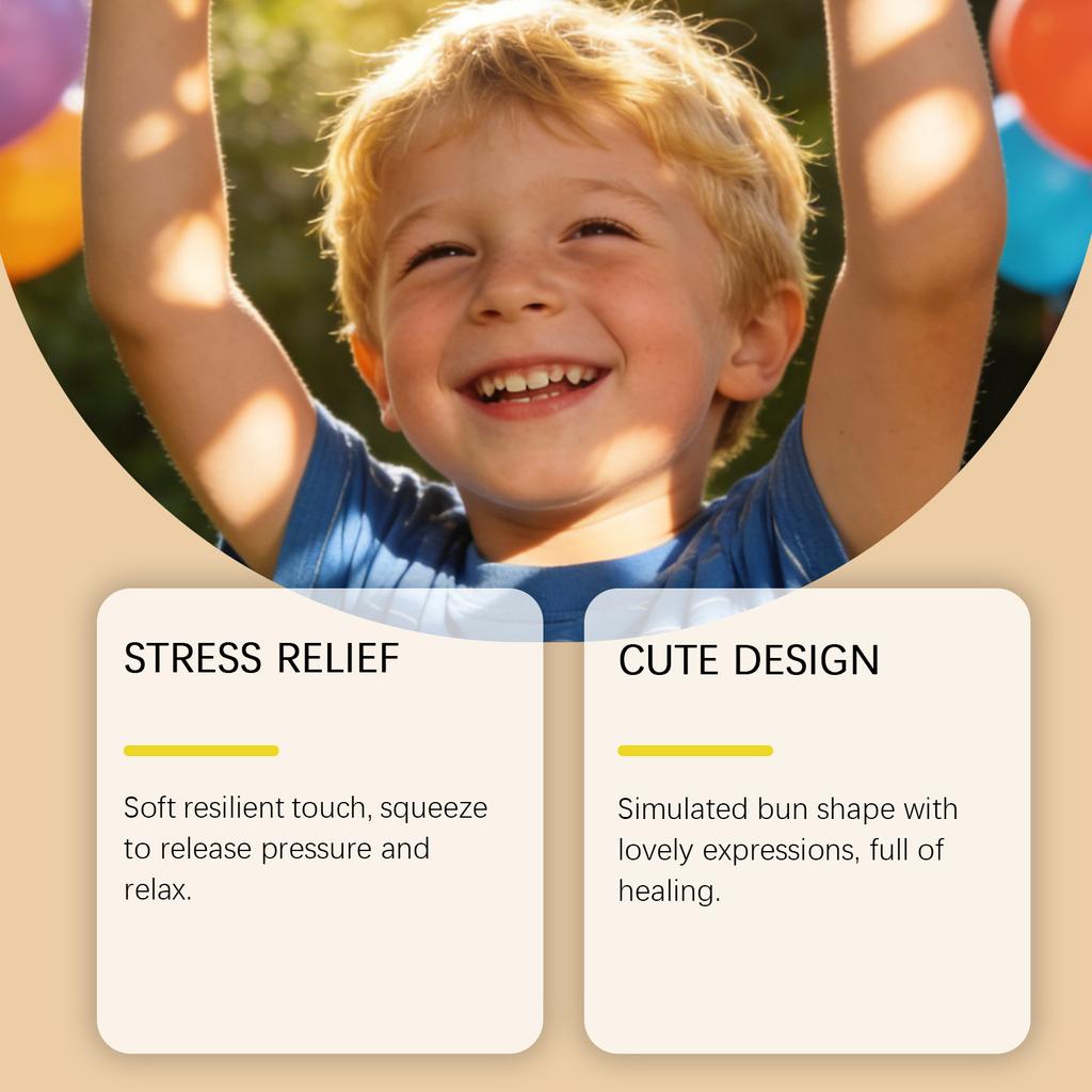 Bunte Teigtaschen-Quetschies Stressbälle Fidget Sensorikspielzeug Simulation Essen Squishies Brötchen-Dämpfer Quetschball Dehnbares Schreibtischspielzeug