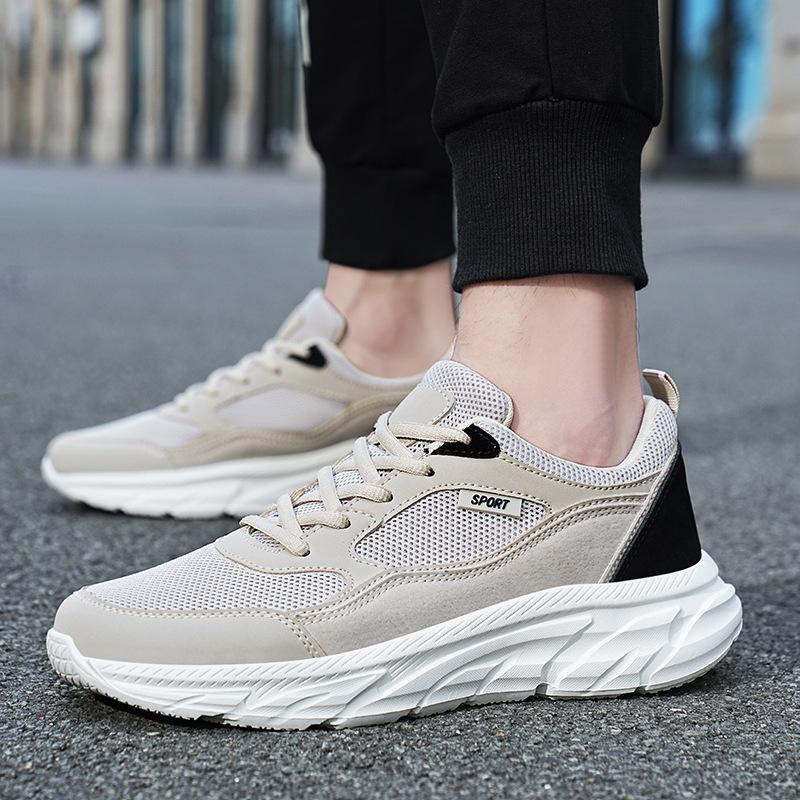 

Autumn and winter mesh independent station large size shoes men s sports and leisure sports shoes 48 бежевый