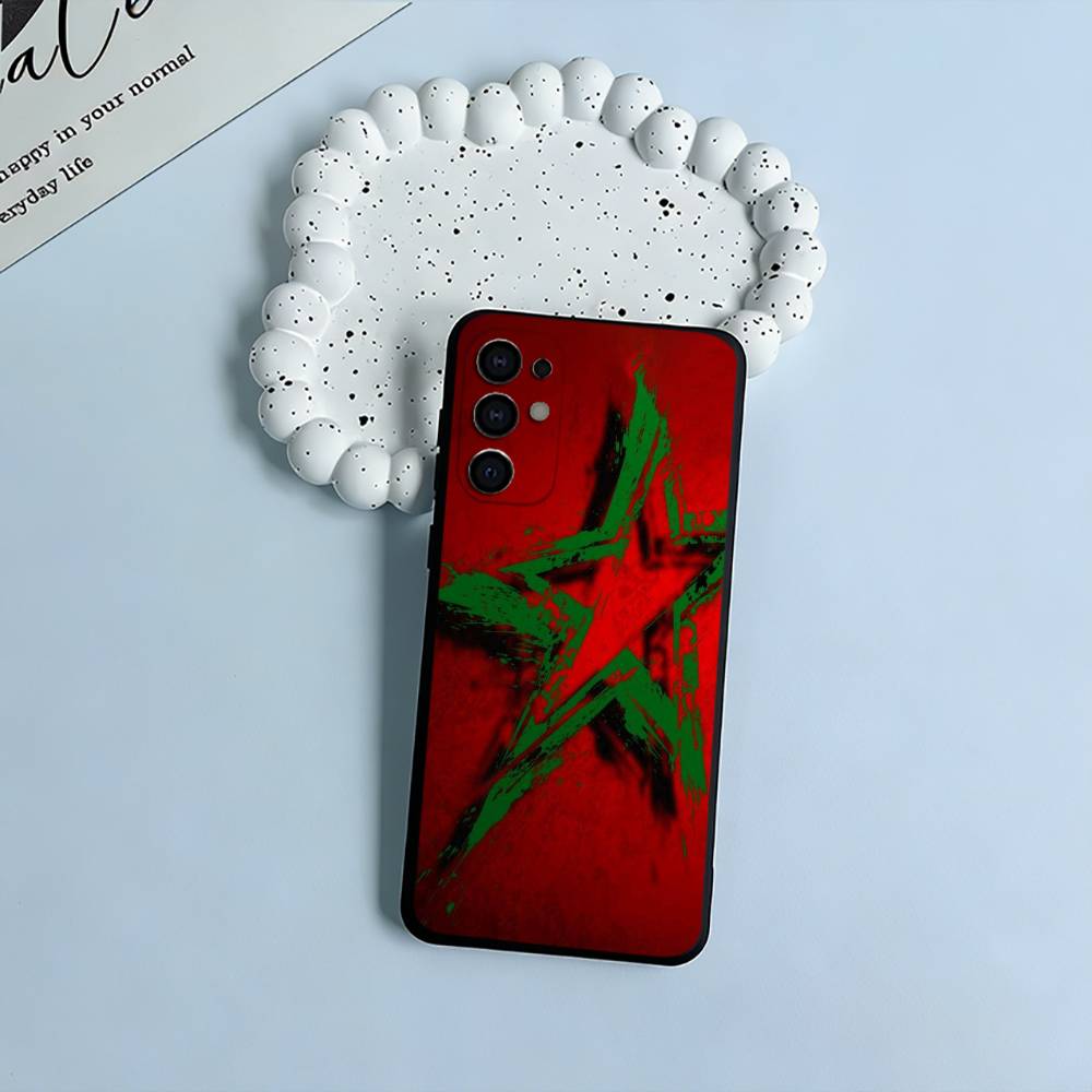 Morocco Flag Black Soft Silicone Phone Case for Samsung S25, S24, S21, S22, S23, S30, Ultra, S20, Plus, FE, Lite