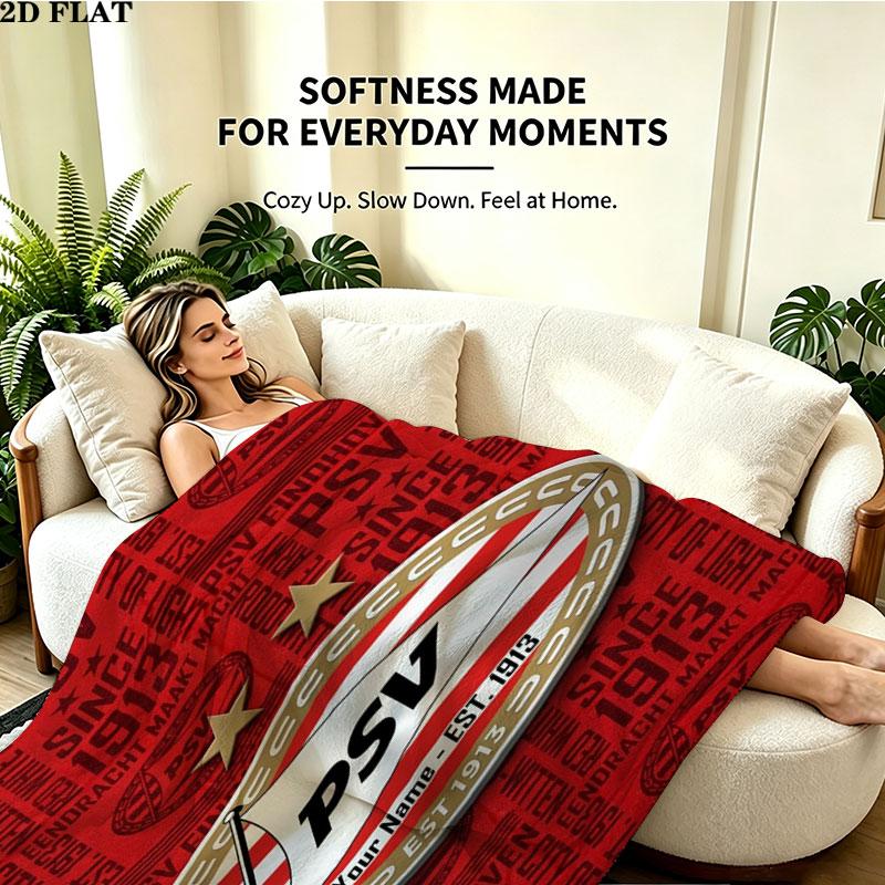 1PC Philips Sport Vereniging Custom Name Patterned Flannel Blanket Suitable For All Seasons for Home Decor Warmth and Comfort Gifts Holiday Present