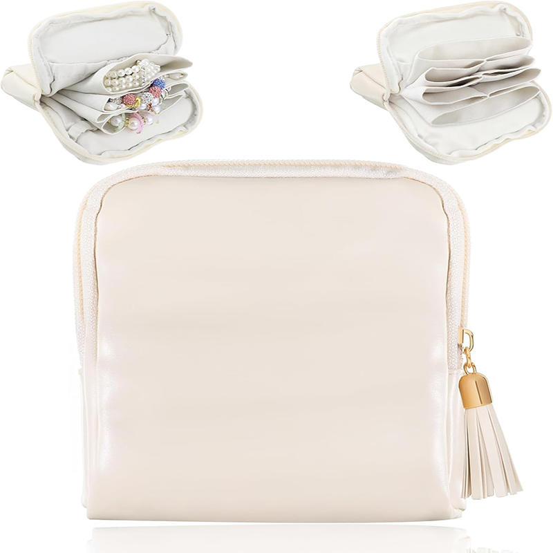 Schmuckverpackungsbeutel PU-Leder Ringe Halskette Mini-Kosmetiktasche Großer Kapazitäts-Organizer Schmuckaufbewahrungskoffer Reisen Outdoor