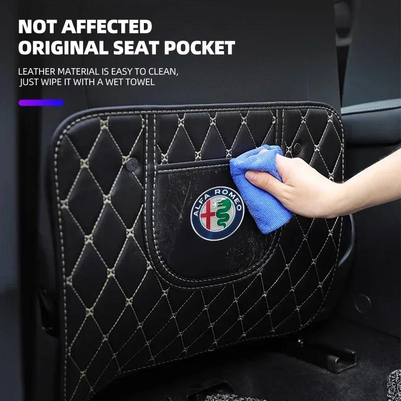 Car Stickers For Alfa Romeo Car Seat Back Anti Kick Pad Leather Scratch Mat For Alfa Romeo 146 147 155 156 159 Stelvio Giulia Gi Zxb894