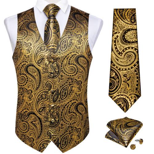 Klasická vesta kravata Paisley Silk Woven Retro vesta motýlek Hanky Manžetové knoflíčky