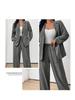 European & American Fashion Slim Fit Lapel Cardigan Suit & Pants Set for Women