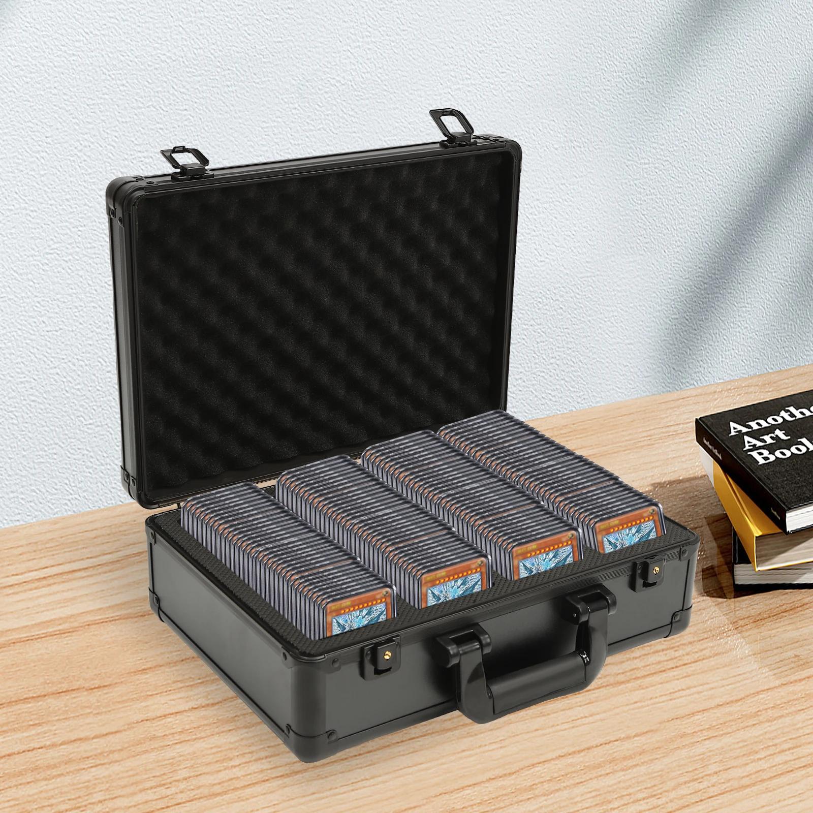 Secure Coin Slab Storage Case 4 Compartments Lockable Aluminum Alloy Box for Graded Coin Collection nero