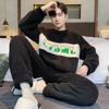 Thick Flannel Men's Pajamas Set Autumn Winter Plus Velvet Thicken Long Sleeves Sleepwear Pjs Nightwear Warm Lounge Wear Set
