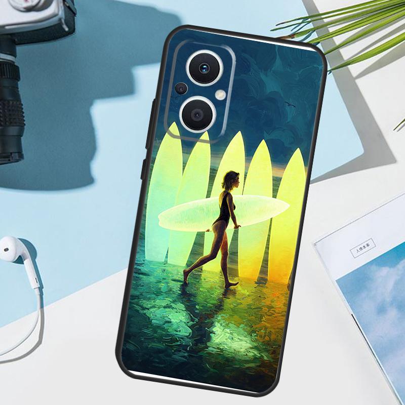 Surfing Art Surf Girl Case For OPPO Reno 13 13F 12 11 F 8T 7 8 10 Pro OPPO Find X8 X6 X3 Pro X5 Lite Cover Funda