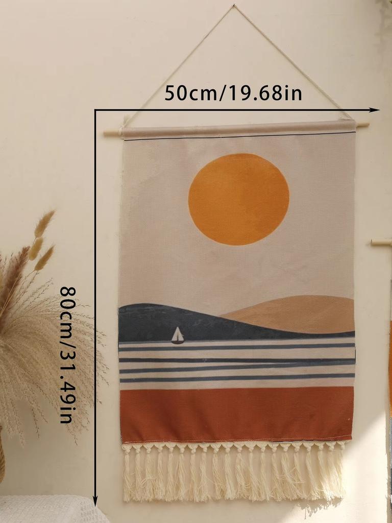 Boho Macrame Wall Tapestry Mountain Sunrise And Sunset Home Decoration Tapestry Wall Hanging Room Decors Aesthetic Wall Decor