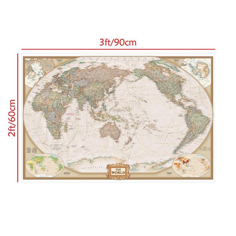 Vintage World Map (With Countries),Decorative Hanging Picture Photography Background Banner for Birthday & Photo Booth