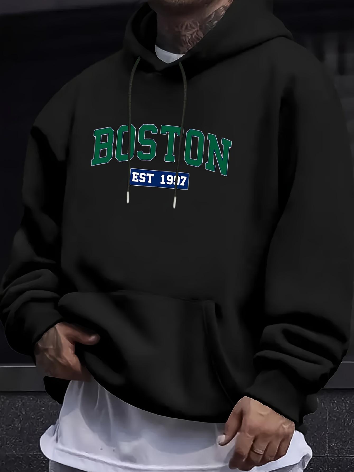 

Large Size Fashion Hoodie BOSTON English Print Plus Velvet Hoodie Large Size Hoodie S