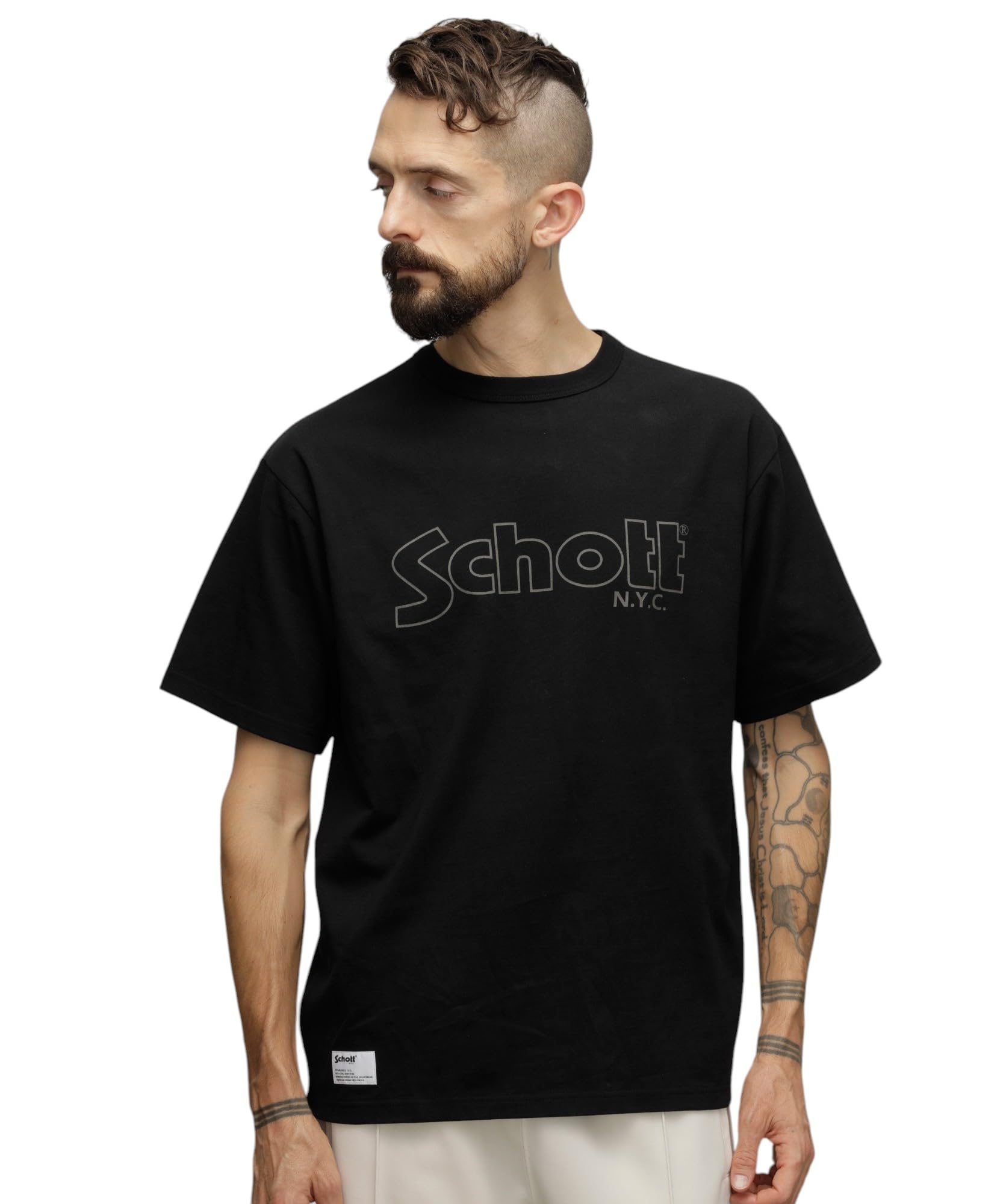 

Schott BASIC LOGO T-SHIRT, Men s, Size XL, 010, Black, 782-5934003