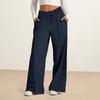 Women Spring Wide Leg Sweatpants Elastic Drawstring Waist Solid Color Sport Pants Pockets Baggy Lounge Pants