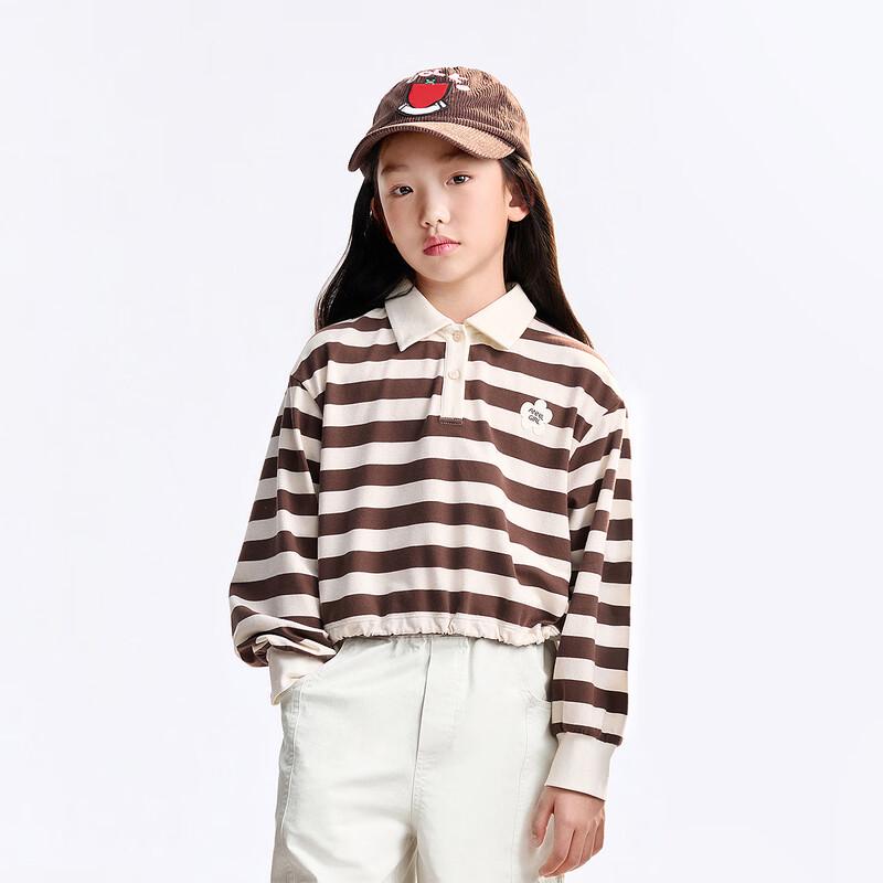Annil Girls  Striped Long-Sleeve Polo Shirt 170cm