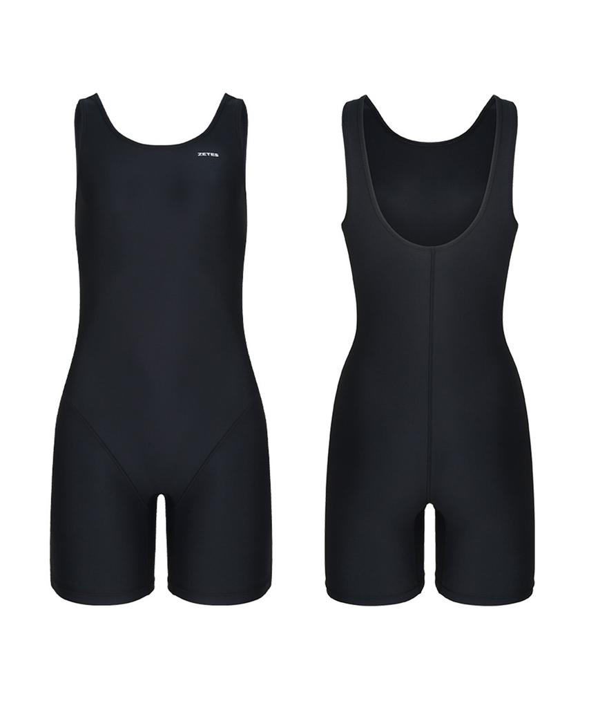 Jeteseu Women'S Soft Shield U-Back 3/4 Indoor Swimsuit Black L4A6311
