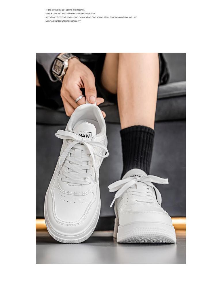 Men's Versatile White Summer Sneakers: Breathable Casual Thick-Soled Sports Shoes