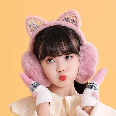 Orejeras de Invierno de Orejas de Gato para Niña Plegables Cálidas Protectoras Lindas de Piel Sintética Suaves y Esponjosas Gorro para las Orejas Estilo Coreano Cubreorejas para Niños