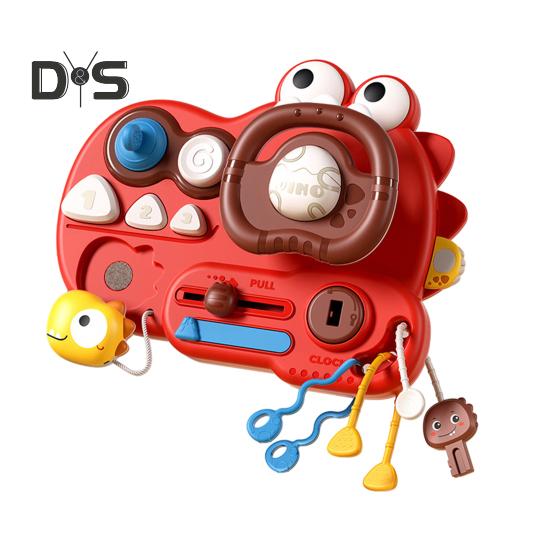 

Мультяшный динозавр, игрушечный руль, мелкая моторика, интерактивная бизи-доска для малышей, мальчиков и девочек, образовательная симуляция, вождение, игрушечный руль красный